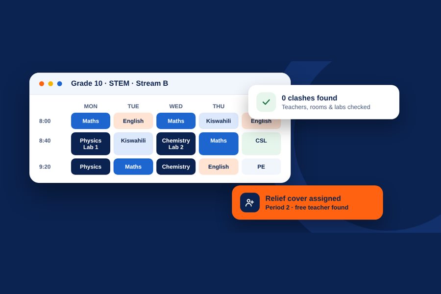 CBC Timetabling System screenshot