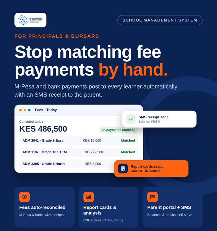 School Management System: Stop matching fee payments by hand.